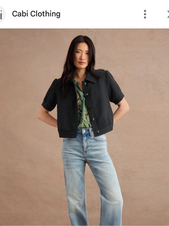 CAbi Jackets & Blazers - CAbi Black Short-Sleeve Textured Button Jacket